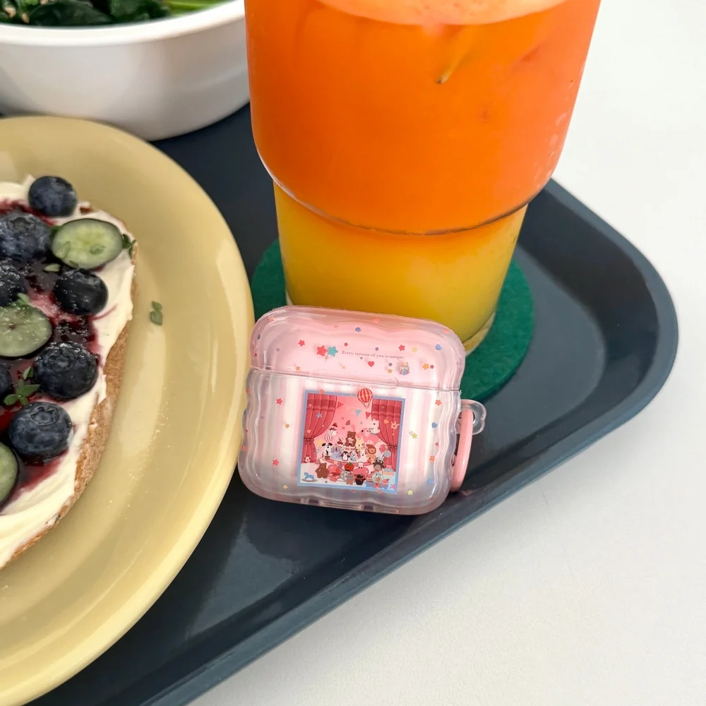 

Twist edge foundation star party headphone protective case, suitable for AirPods 4/3/2Pro/2/3, new shockproof protective case