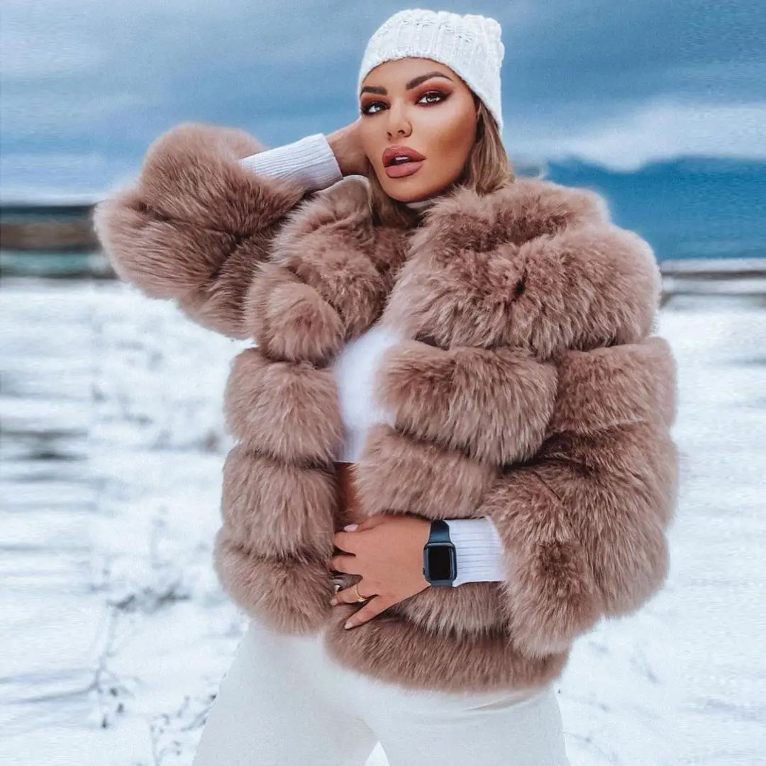 

Fashion Real Fox Fur Jacket for Women Winter Outwear High Quality Genuine Leather Natural Fox Fur Coats Round Collar Fur Outfit