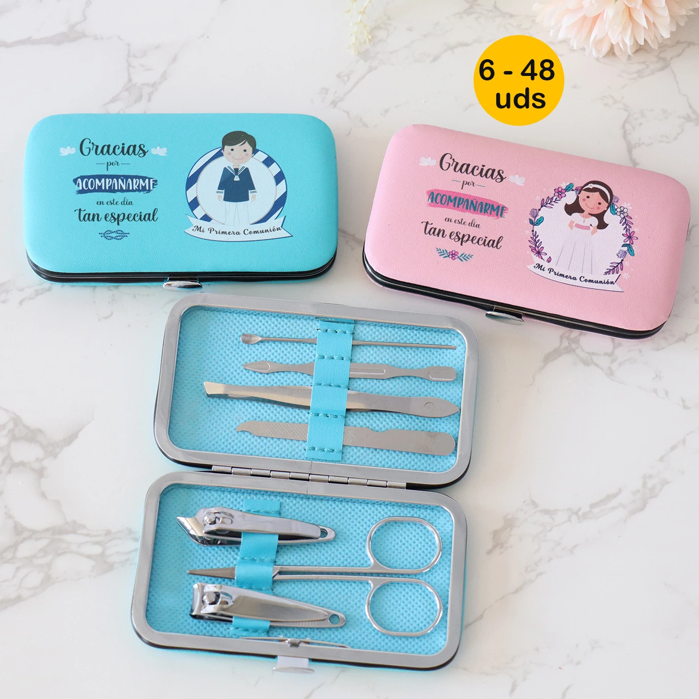 6-48 pcs/lot Manicure Set, 2 Colors, Communion Boy Girl, 7 Manicure Tools, First Communion Souvenirs, Guest Gifts, Communion Guest Details, Gift Store