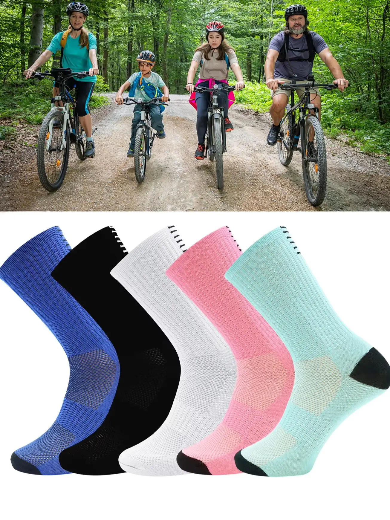 1 paire de chaussettes de cyclisme à Compression, chaussettes de course pour hommes et femmes, randonnée, équitation, vélo, entraînement, sport d'escalade