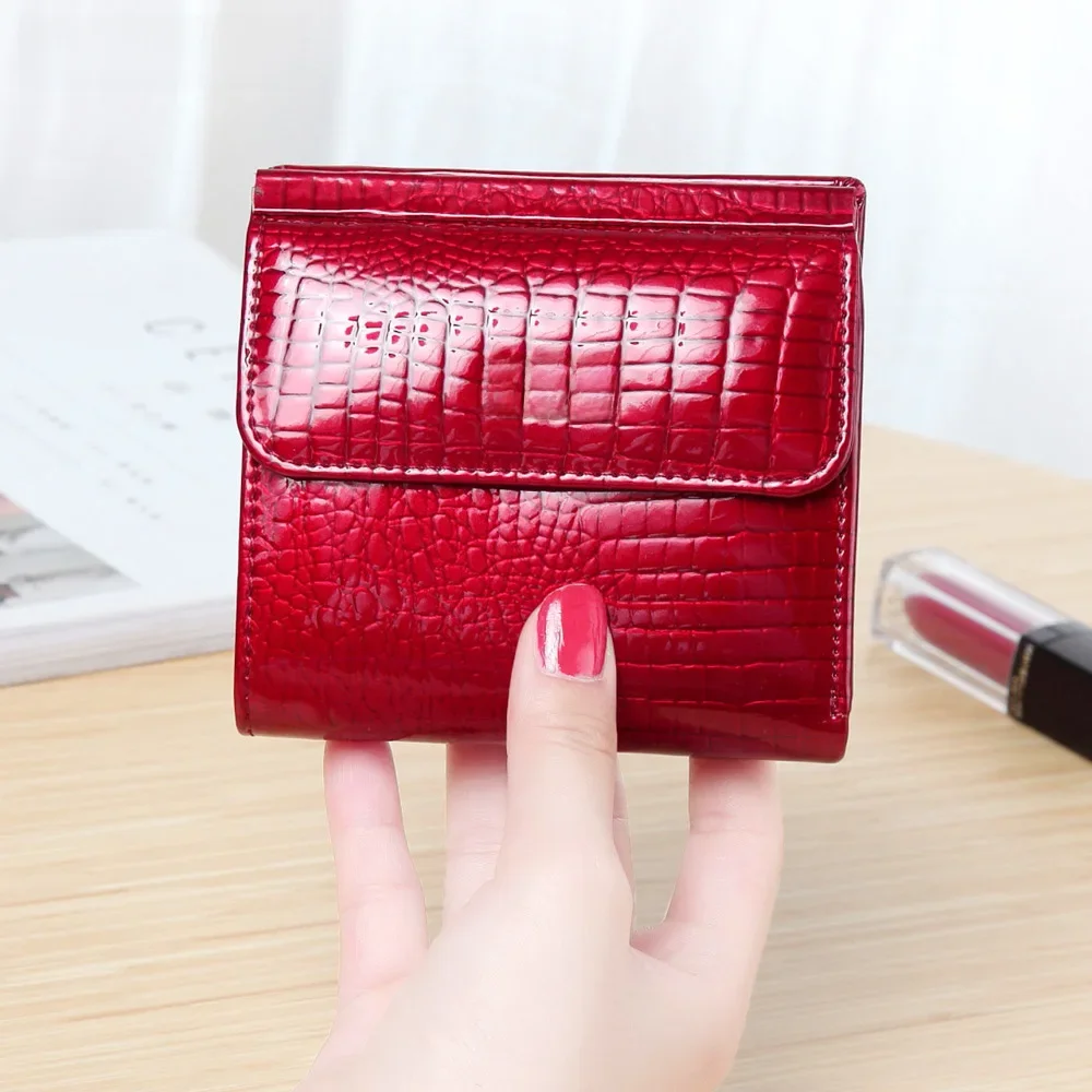 VICKAWEB Mini portfel damski portfele z prawdziwej skóry moda aligator Hasp krótki portfel kobiece małe damskie portfele i torebki 209 — zdjęcie 2