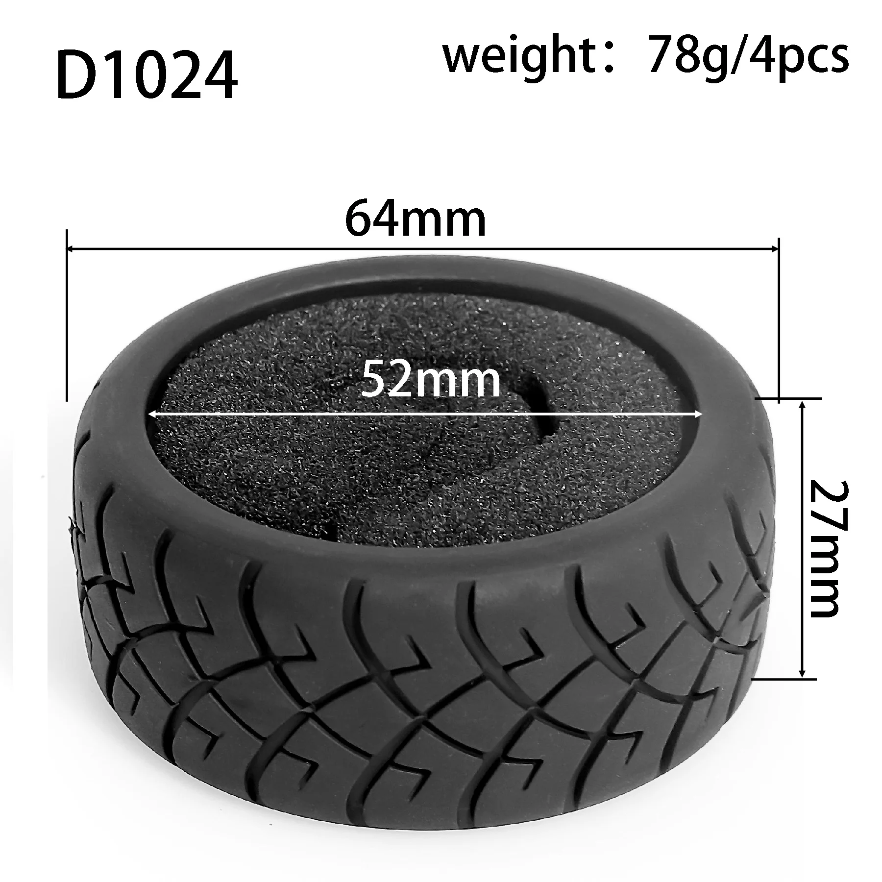 1:10 On-Road-Rennreifen 63–68 mm, Hot-Melt-Gummi mit hohem Griff, abriebfest für HSP Tamiya HPI – Detail 16