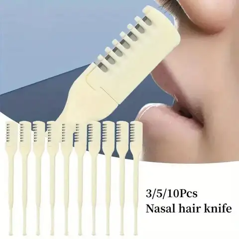 Karsyngirl 3/5/10Pcs 코 헤어 리무버 360 회전 비강 가위 코 헤어 트리머 여성용 남성용 수동 코 헤어 트리머