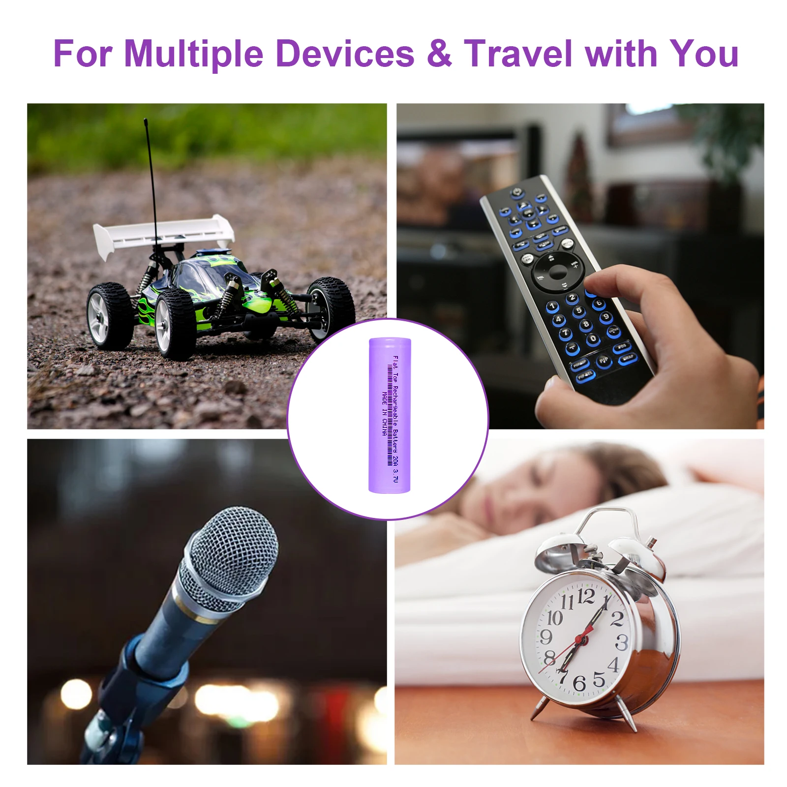 6Pcs 20A 2600mAh Rechargeable Lithium Batteries Flat Top Li-ion Battery for LED Flashlgith LED Headlamp Toy