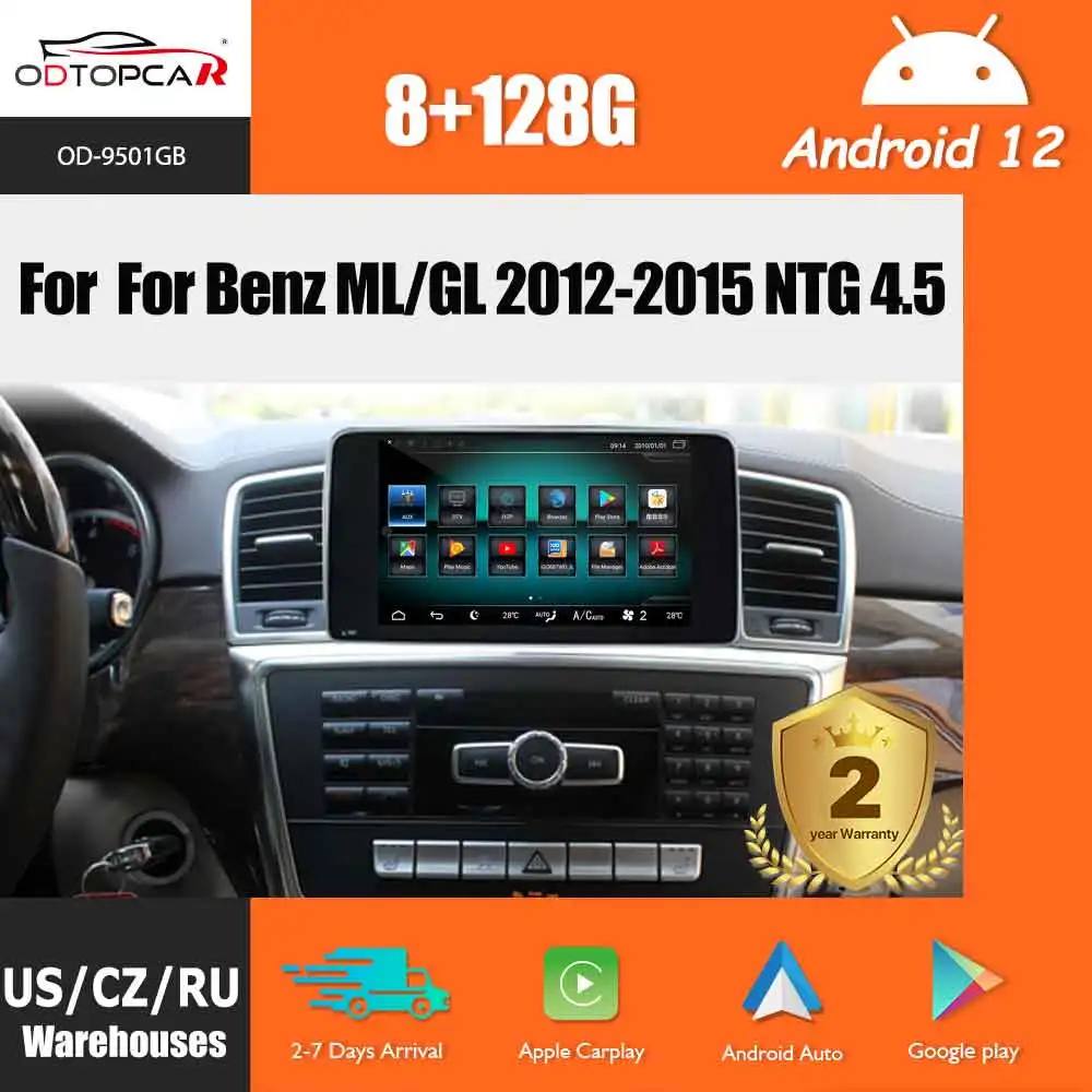 

Odtopcar For Benz ML/GL 2012-2015 NTG 4.5 8+128G 9" Car Multimedia Android Auto Carplay Upgrade Touch Screen GPS Navigation