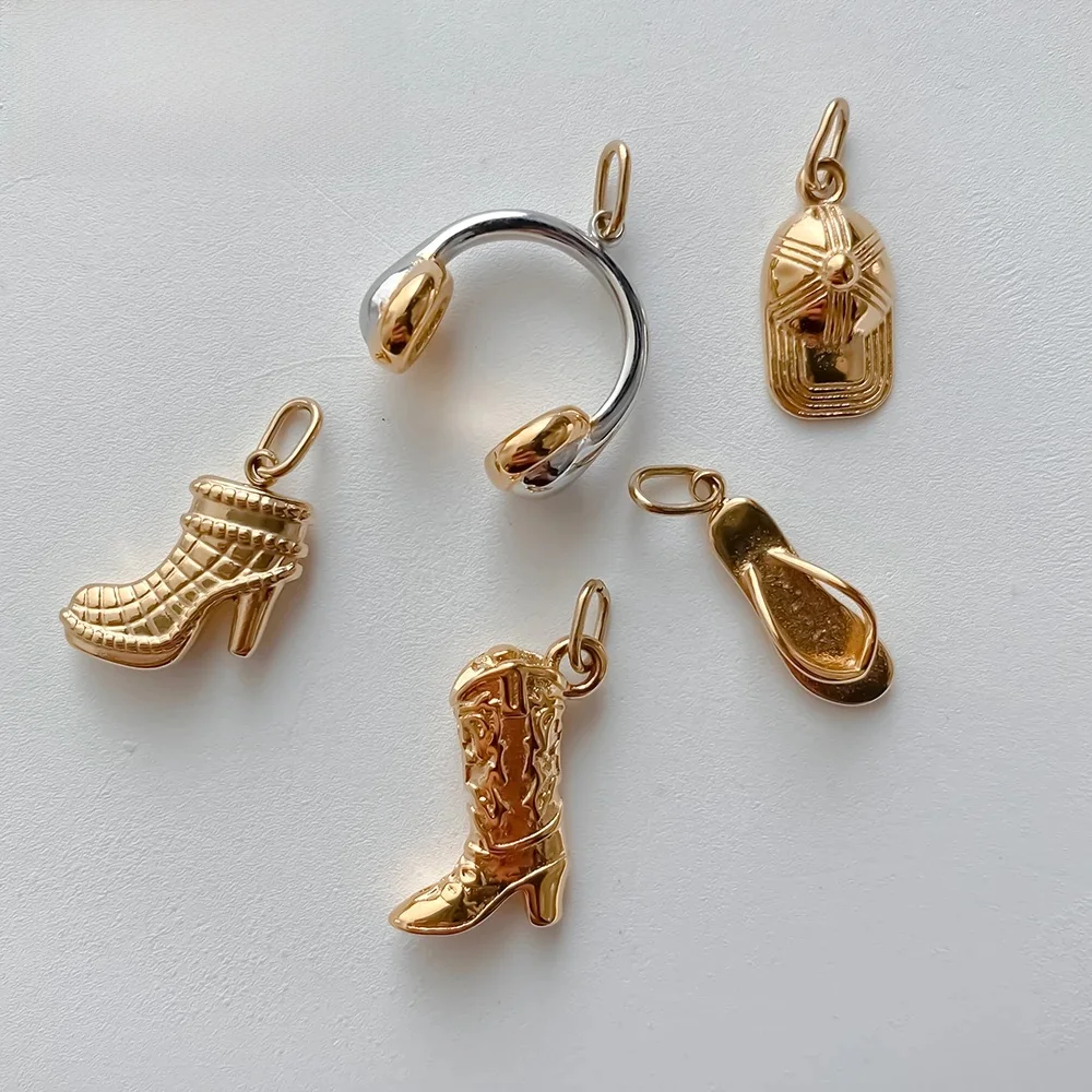 EManco acier inoxydable plaqué or PVD bottes pendentif breloques collier à faire soi-même Bracelet boucle d'oreille fabrication de bijoux accessoires en gros