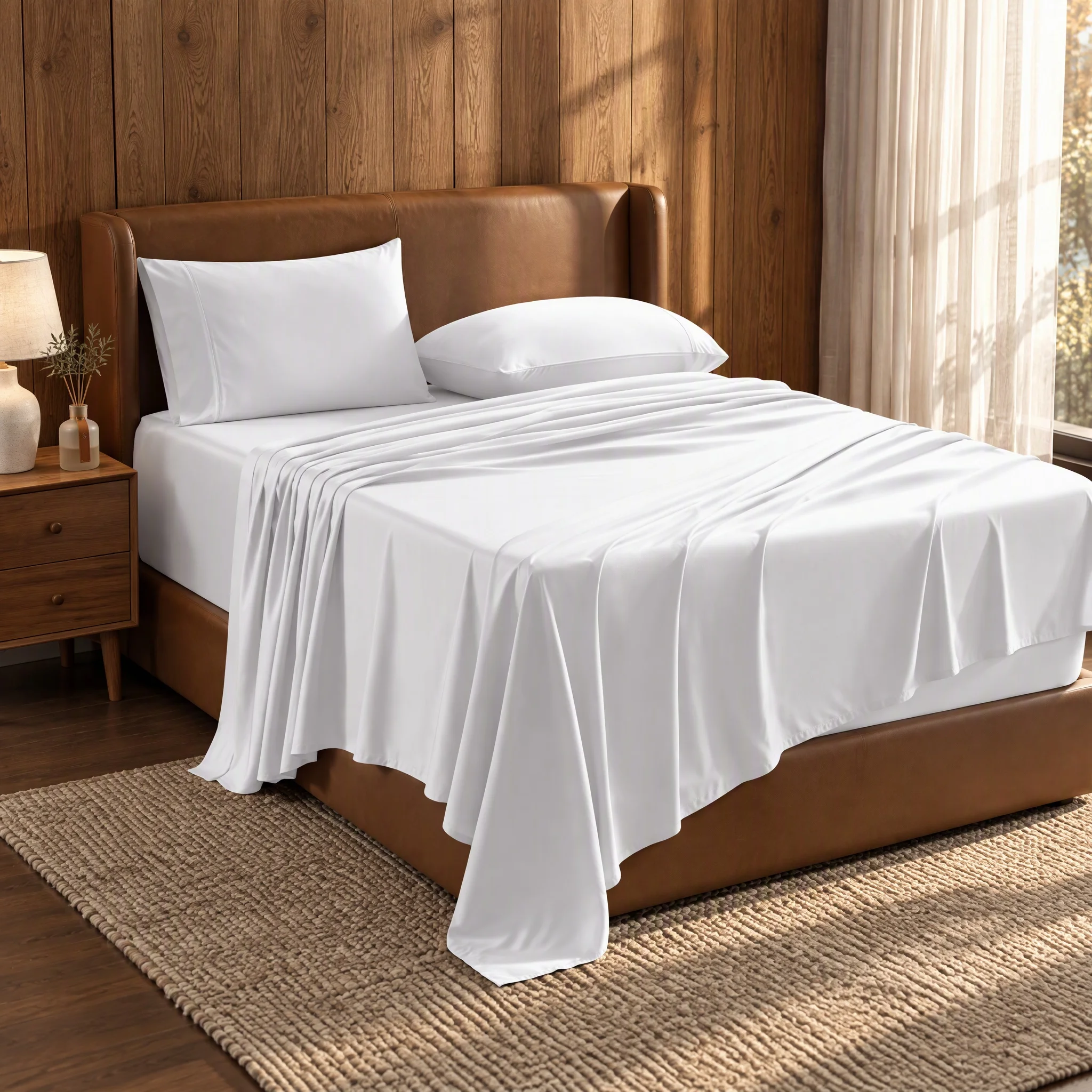 4-Piece White Bed Sheet Set, Deep Pocket Fitted Sheet, Ultra Soft Breathable Bedding Sheets & Pillowcases, Wrinkle & Fade Resistant, All Season Bedding, Twin/Full/Queen/King
