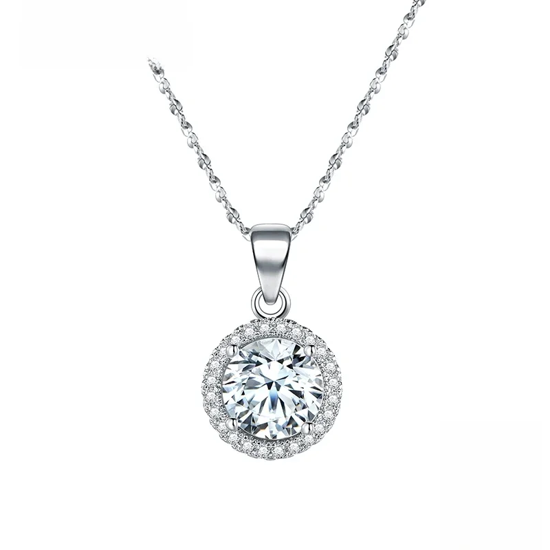 Echtes 925 Sterling Silber Luxus Kette Marke Halskette mit 2,0 Ct AAAAA Ebene Zirkon Halsketten