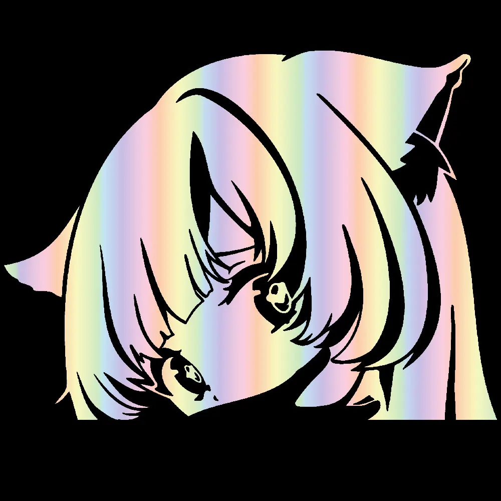 Adesivo per auto Cat Girl Peek Adesivi per ricambi auto anime Decalcomanie in vinile fustellate impermeabili in PVC laser per cartoni animati