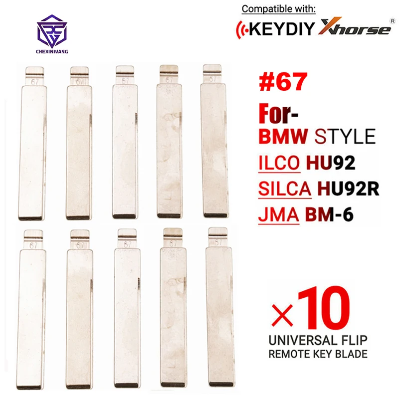 

10Pcs/Lot NO.67 Uncut Blank Flip Metal Car Key Blade HU92 for BMW for KD Keydiy Xhorse VVDI Remotes Universal Key Car-styling