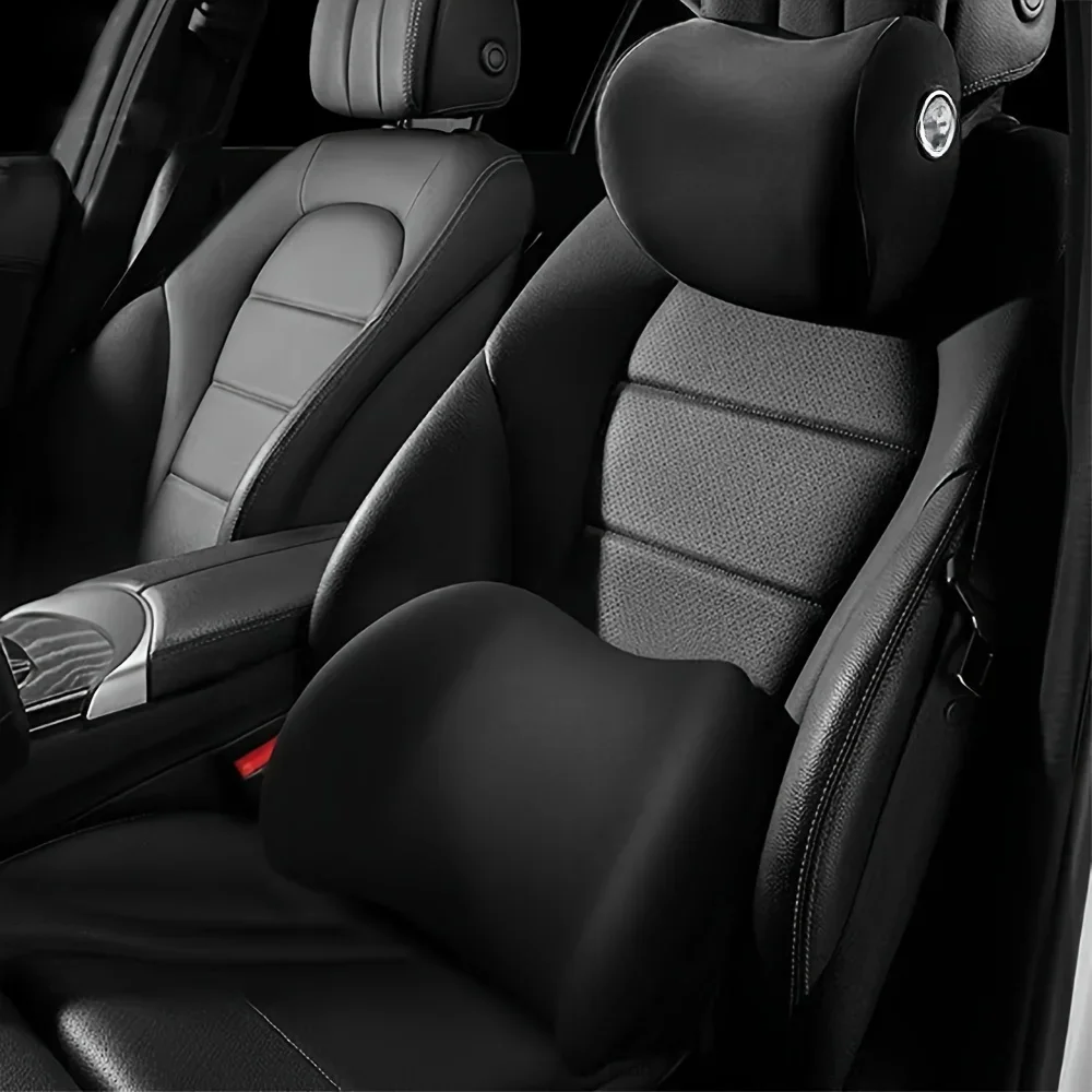Car Seat Neck Pillow Adjustable Lumbar Support Headrest Waist lumbar Cushion Car Seat Memory Foam Car Travel Interior Accessorie