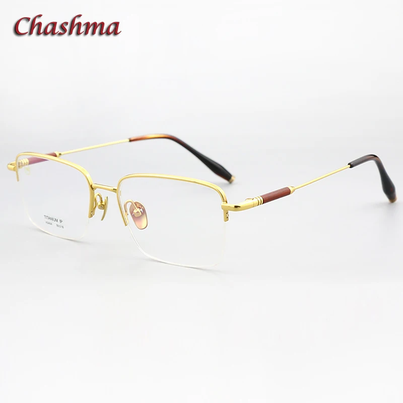 

Chashma Prescription Glasses Men Optical Eyewear Semi Rim Pure Titanium Rosewood Light Eyeglasses Frames for Recipe Spectales