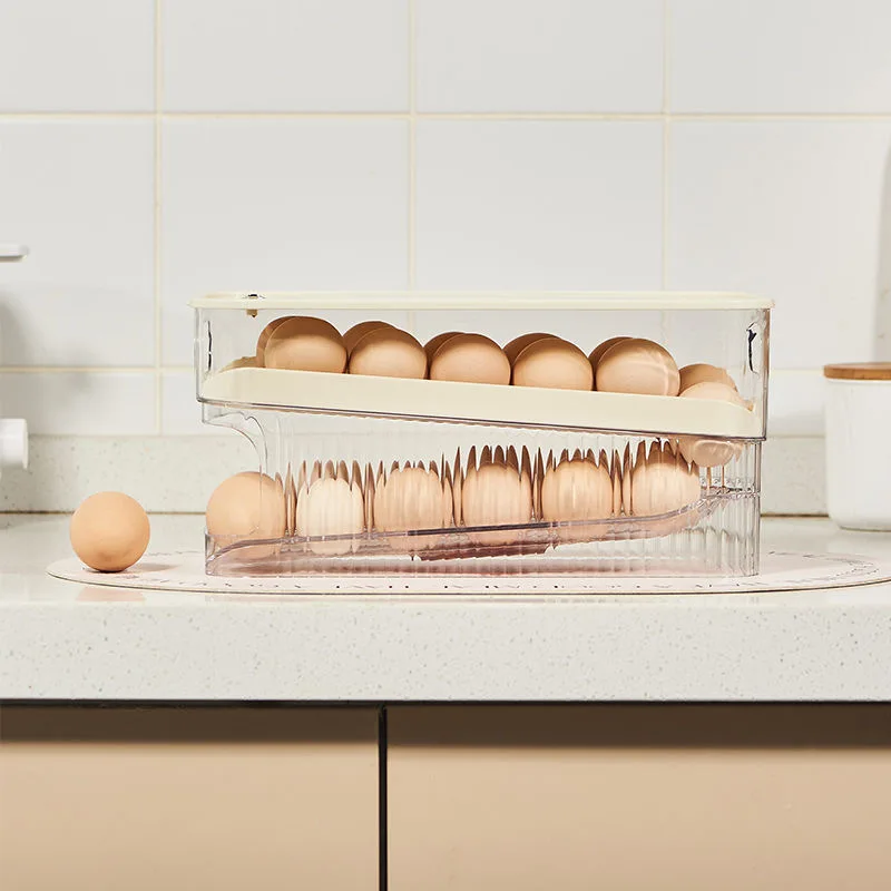 Refrigerator Egg Storage Box Automatic Scrolling Egg Rack Kitchen Egg Organizer Dedicated Egg Carton Rolli Egg Dispenser