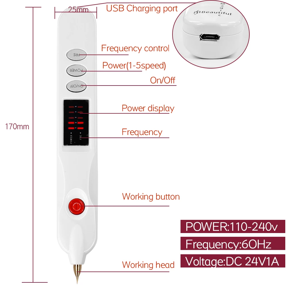 FibroCyclLaser-Stylo Plasma pour Enlever les Tatouages, Machine de miles du Visage, Grains de miles, Taches Foncées, Taches de Rousseur, Verrues de Névus, Étiquette de Peau, lèvent