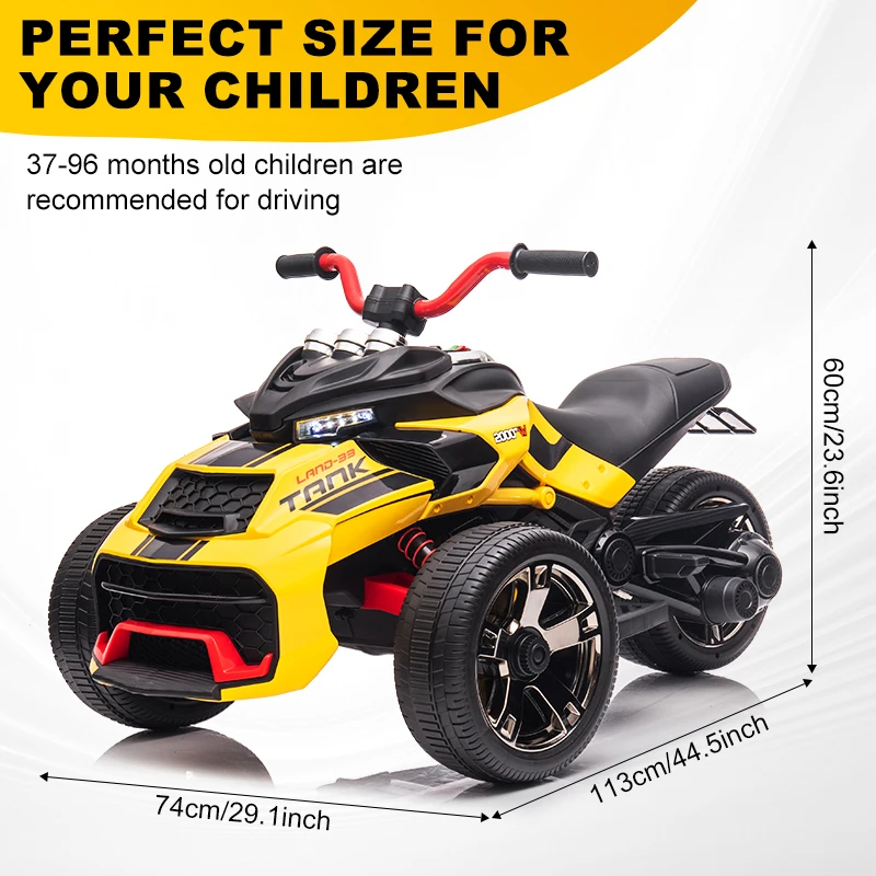 12/24V Kids Ride on ATV Battery Powered Ride on Toy Car Electric Vehicle Motorcycle for Children Gifts Toys with Light Music