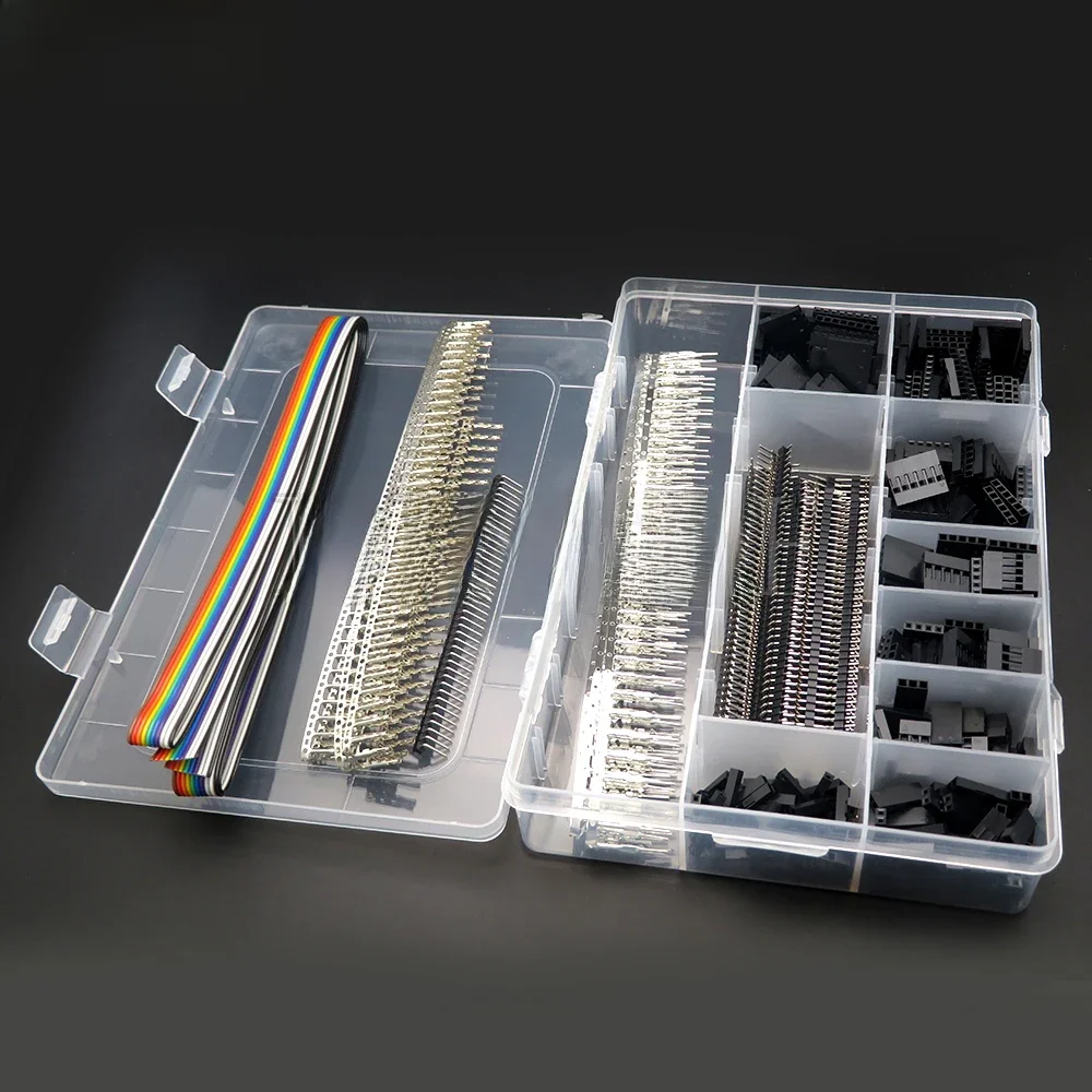 1550 sztuk/zestaw 2.54mm zestaw złączy Dupont nagłówki PCB męskie żeńskie piny kabel elektroniczny przewód mostkujący Pin Header obudowa — zdjęcie 2