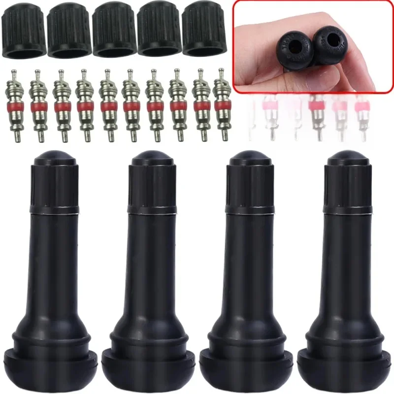 TR414 tiges de Valve de pneu de roue de voiture Tubeless avec bouchons anti-poussière bouchons en caoutchouc noir valves en caoutchouc de pneu avec 20/4 ensembles d'accessoires de tiges