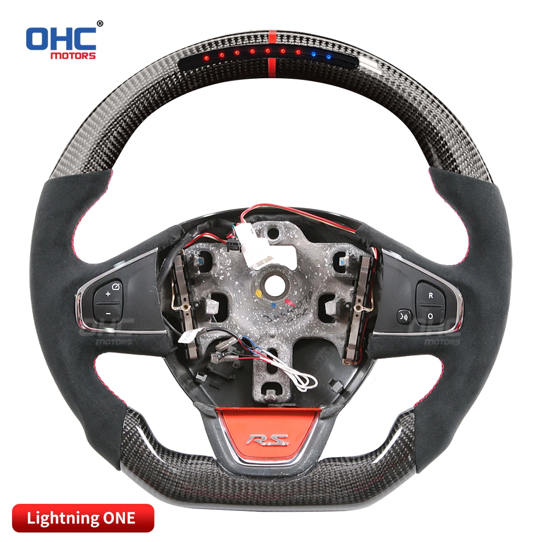 OHC Motors مخصص 100% ألياف الكربون الحقيقية RPM تضيء LED عرض سباق عجلة القيادة لرينو كليو 4 IV