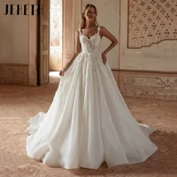 Calcomanías de encaje jeheth sexy tirantes de pasta en forma de a vestidos de novia vestidos de novia vestidos de novia a la vista personalizados 2025