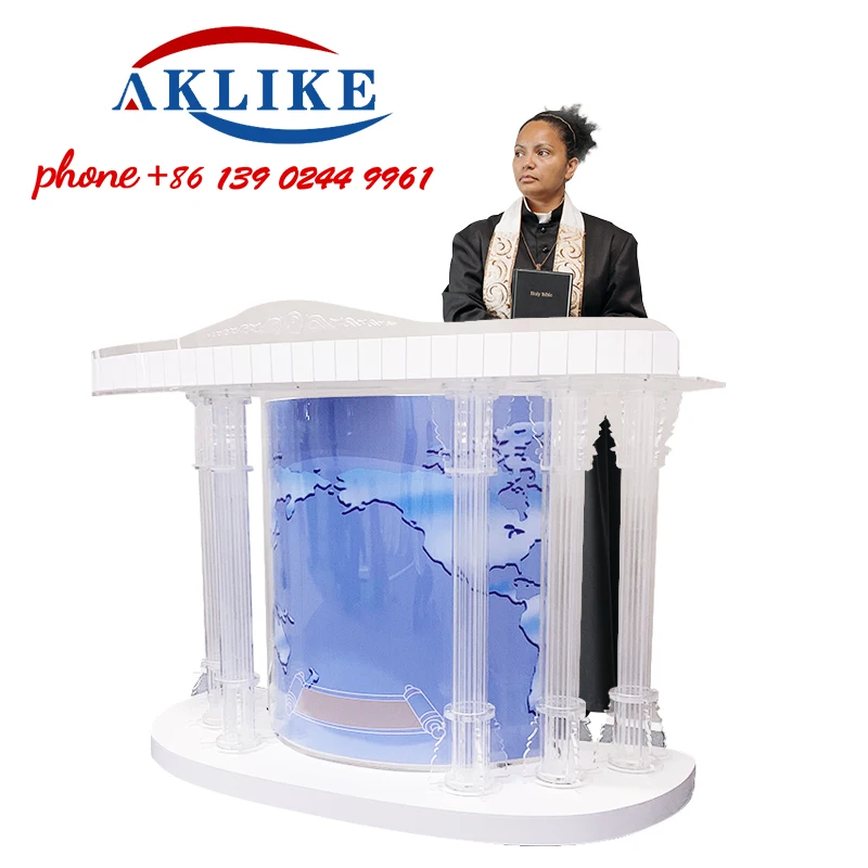 2025 Church Pulpit Colorful Illuminated Lectern Modern Rostrum Pulpit With Wheels Design Logo Portable Podium Free Shipping