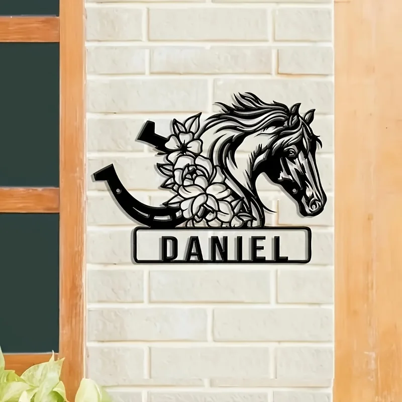 Arte de Pared de Metal con Forma de Caballo Vintage / Decoración de Herradura Personalizable / Sala de Estar, Dormitorio, Cocina / Regalo Ideal para Ecuestres / Sin Electricidad