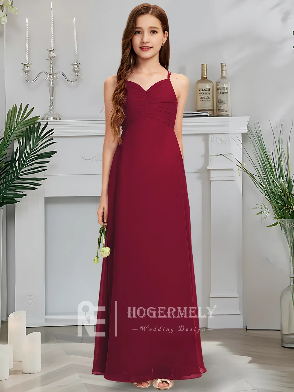 Роскошное платье подружки невесты с v-образным вырезом, платье русалки с цветочным узором для девочек, шифоновое платье длиной до пола с каскадными оборками, свадебное платье