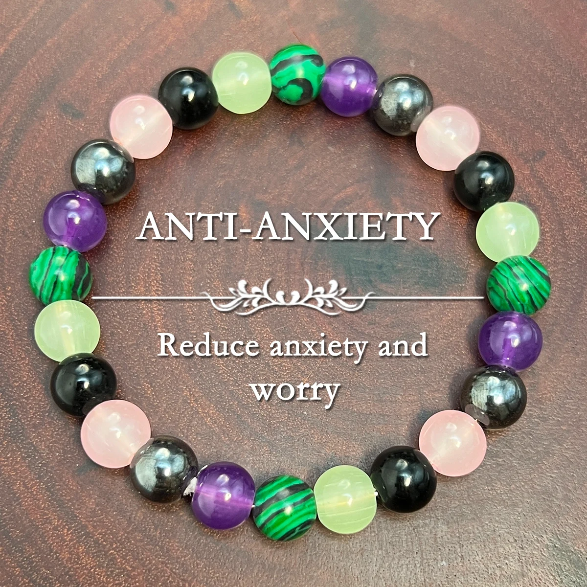 1pc/Empath Bracelet Stone Beaded Protection Bracelet Rose Quartz, Malachite, Hematite, Fluorite, Amethyst and Black Tourmaline J