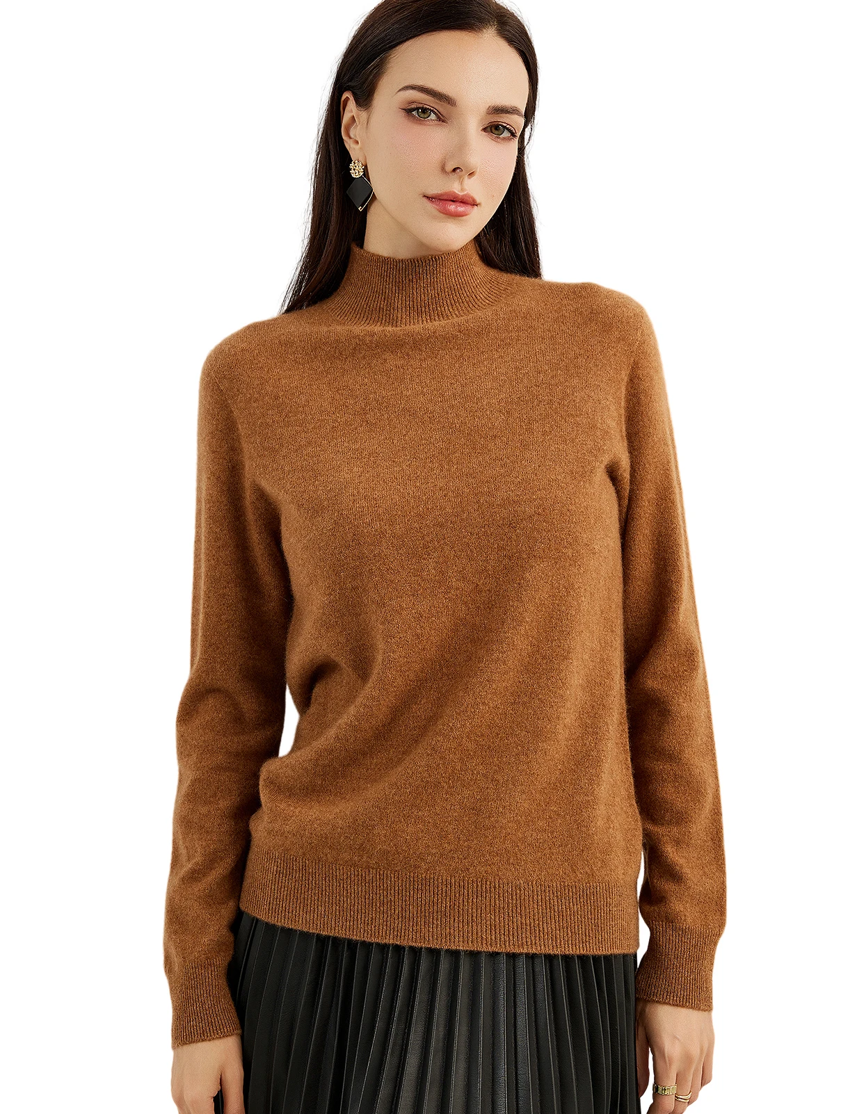 

Women's 100% Cashmere Turtleneck Sweater Tops Wool Pullover New Knitted Long Sleeve Basic Jumper Ladies Fashion Cashmere Sweater
