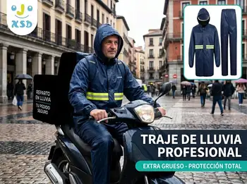 2-Piece Waterproof Rain Suit for Adults, Thick Jacket and Pants with Hood and Reflective Strips, Anti-Rain Workwear for Motorcycle and Outdoor Use (Size 77X77X65Cm) 4 2-Piece Waterproof Rain Suit for Adults, Thick Jacket and Pants with Hood and Reflective Strips, Anti-Rain Workwear for Motorcycle and Outdoor Use (Size 77X77X65Cm) 4