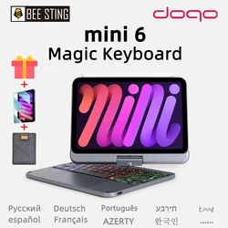 Doqo-iPad mini 6 2021用のマジックキーボードケース,磁気カバー付きバックライト付き