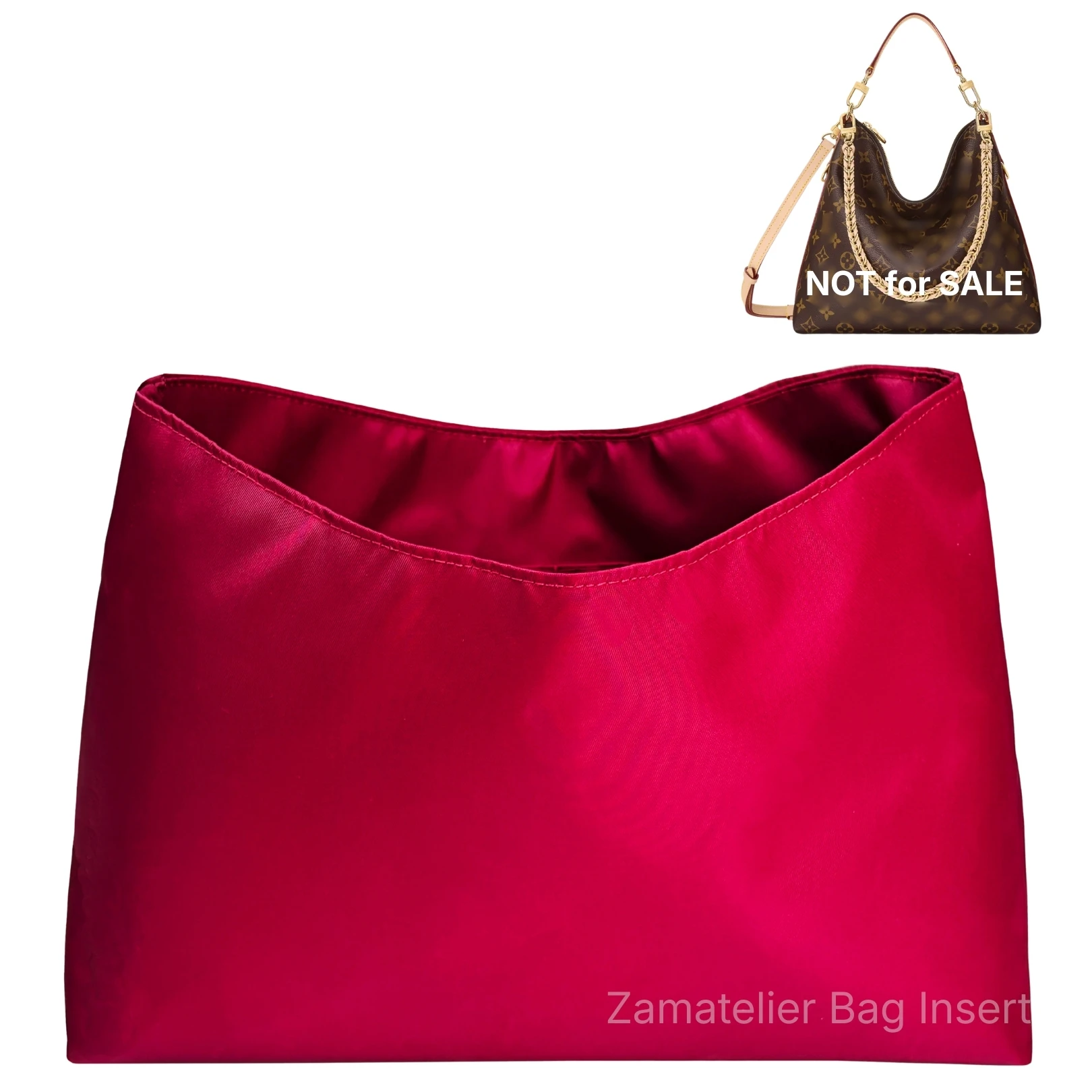 Silk Insert for L.V Multipass Bag, Tote Hobo Organizer Satin Purse Insert, Shopping Bag Liner with Zip Pocket Base Shaper