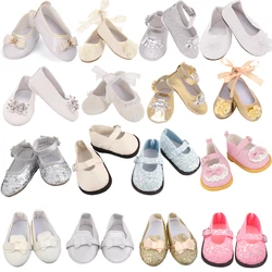 Boneca Sapatos 7cm Moda Alta qualidade 18 Polegada American Doll Shoes PU Sapatos De Couro Para 43cm Reborn Nossa Geração Boneca Toy da menina