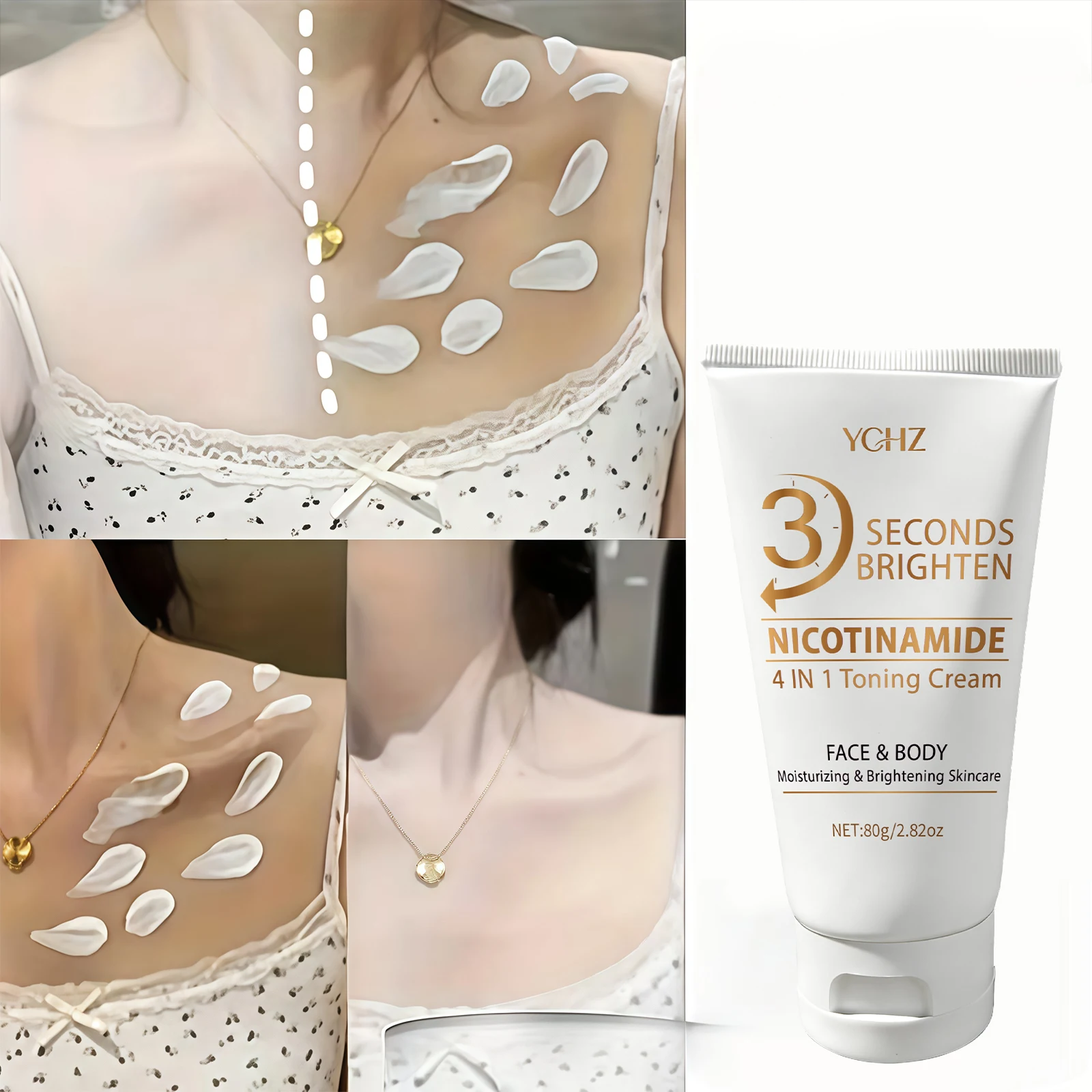 3-Sekunden-Schnellcreme für einen gleichmäßigen Hautton, 4-in-1-Creme zur Hautaufhellung und Feuchtigkeitspflege, Tiefenhydratation, erfrischend und nicht klebrig, enthält Niacinamid und die Vitamine C, E, hellbeige Hautpflegecreme, Hautpflege.