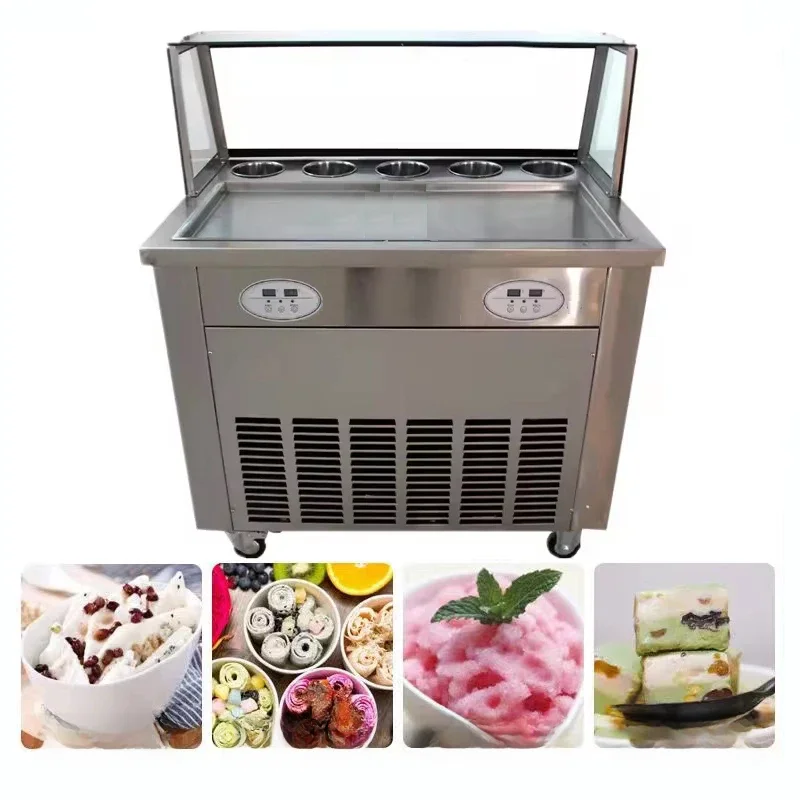 Countertop Frying Ice Cream Roll Machine Square Electric Stir Fry Ice Cream Maker Fried Yogurt Machine