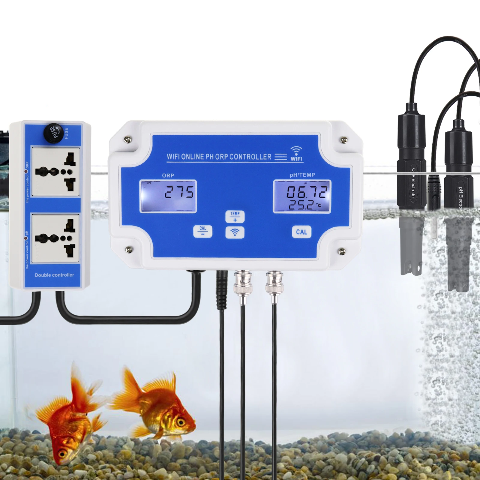 Smart PH ORP Controller with Monitoring and Dosing in Water for Swimming Pool Aquaculture Fishpond Wireless App Remote Online