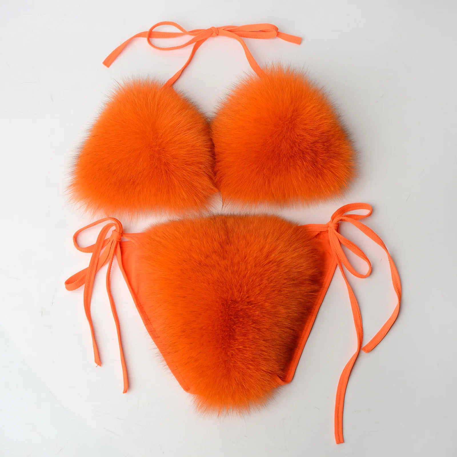 2021 Woman Sexy Bikini Swimsuit 2 piece Set Summer Fur Swimwear Bikini Set Adjustable Bra Cute Girls Beach Bikini Bathing Suits