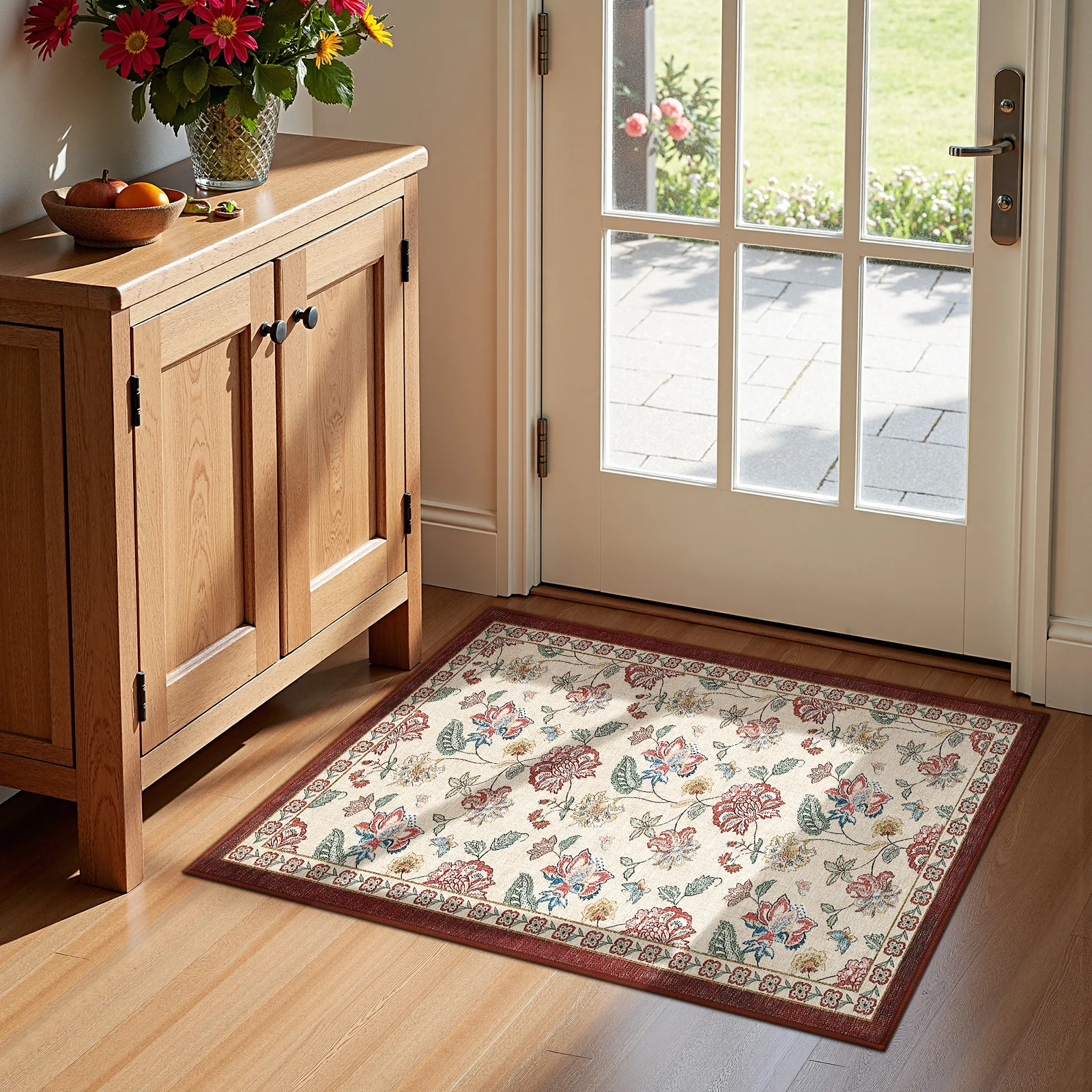 Felpudo De Entrada Vintage Con Flores, Alfombra Antideslizante Para Puerta De Entrada, Tapete Decorativo Para El Hogar