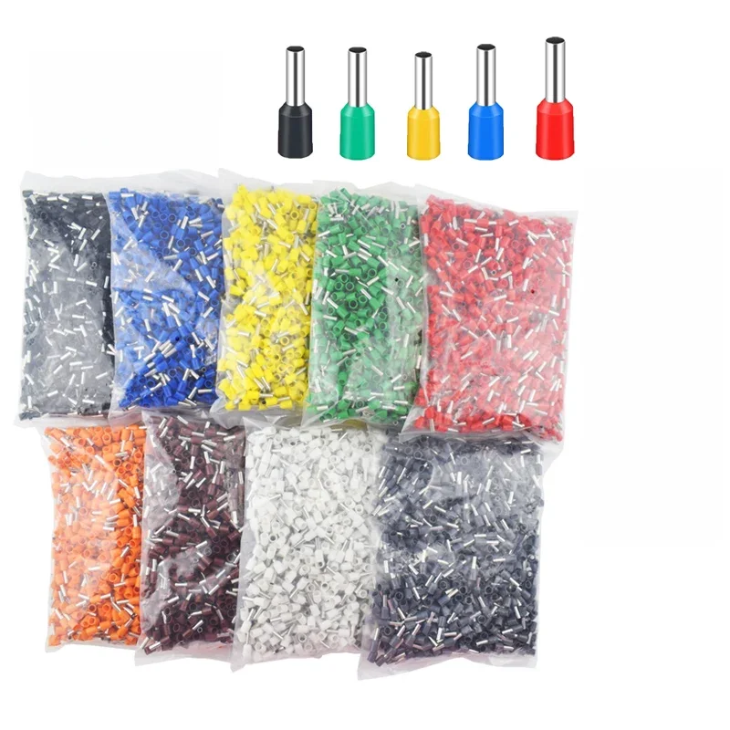 1000 pcs/paquet Terminal d'extrémité de cordon isolé à sertir E0508 1008 1508 7508 2508 embouts de borne de pression bornes de sertissage tubulaires