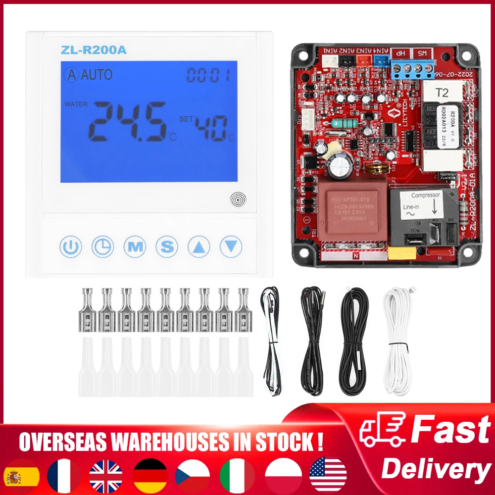 Universal Air Source Water Heater Controller Antifreeze Auto Deforst Water Flowing Warning Heat Pump Auxiliary Heating Controler