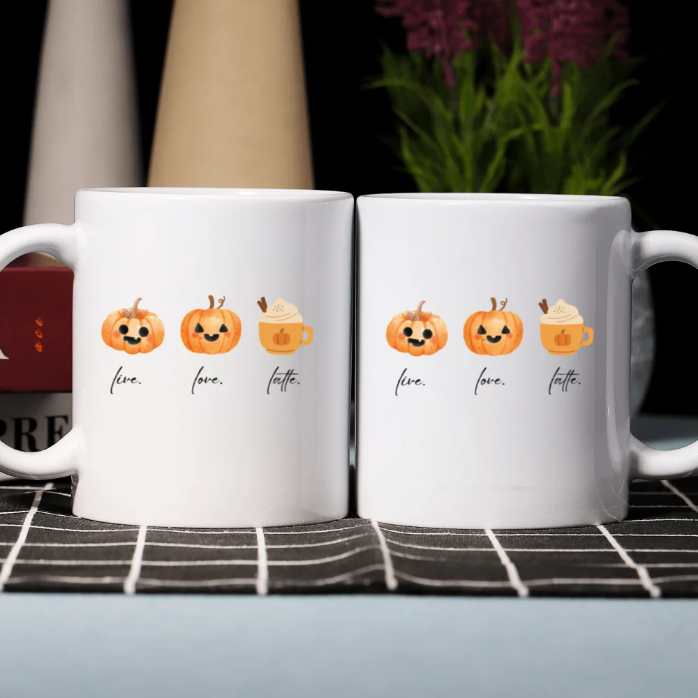 2 pcs 3A grade 11 oz pumpkin cute interesting ceramic coffee mug for room Halloween decoration Birthday Christmas Holiday gift