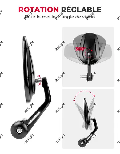 Imagen 2 del producto Espejos laterales de ángulo ajustable para motocicleta de 7/8 "", espejo Universal para manillar de extremo de barra de patinete, accesorios para espejo retrovisor