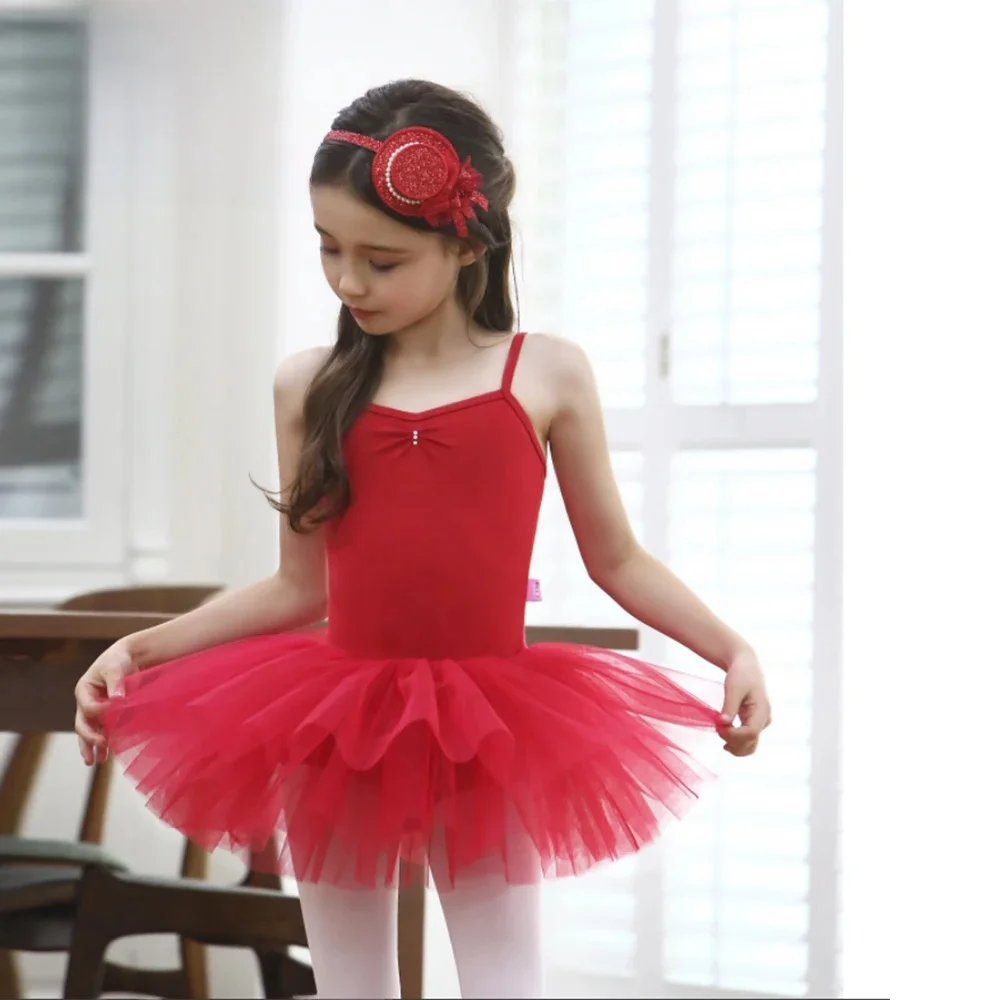 Meisjes Rode Ballet Tutu Jurk Kinderen Dans Maillots Baby Stage Dancewear Kostuum Feestkleding Kinderen Rok voor Prestaties - afbeelding 2