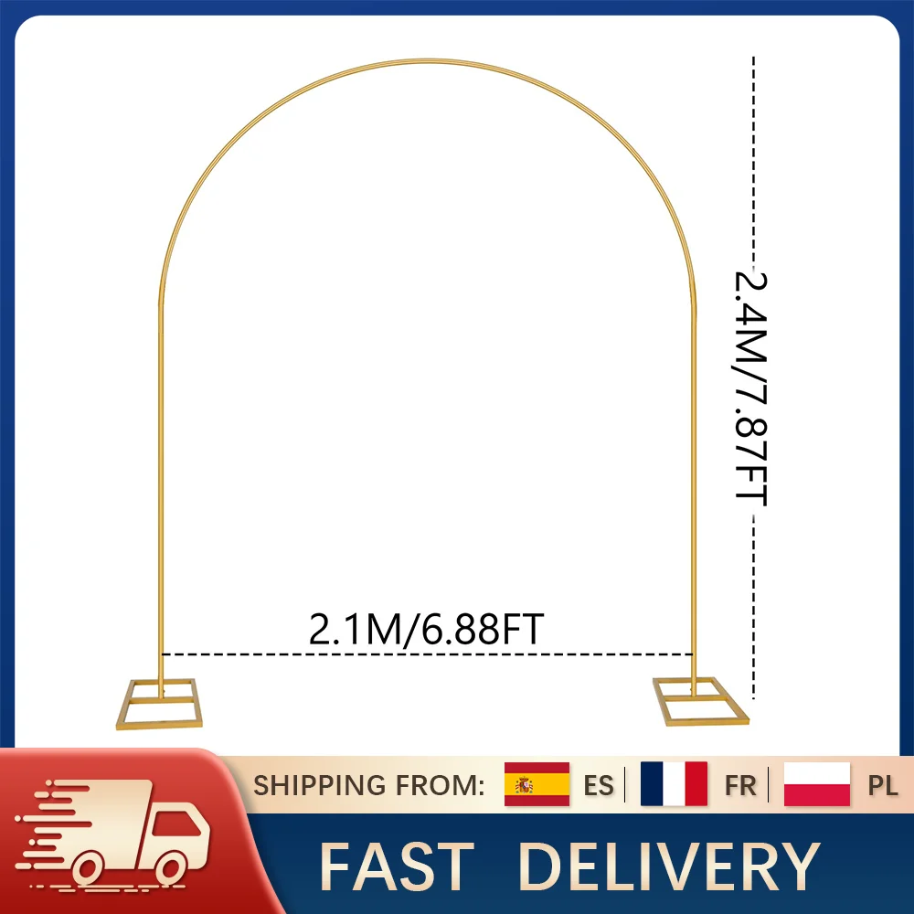 Support d'arc de mariage en métal doré, cadre d'arc de ballons, arc d'arrière-plan pour cérémonie, fête d'anniversaire, Halloween, décor de noël, 6,88 pieds × 7,87 pieds