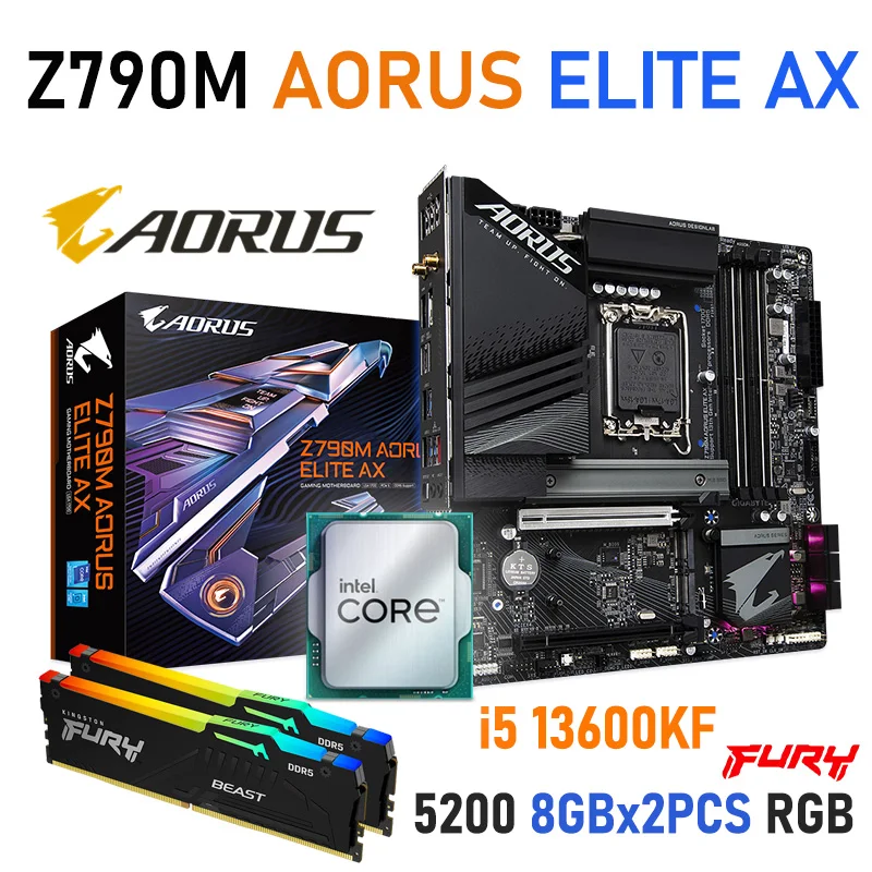 

Intel Core i5 13600KF LGA 1700 Processor Kit With Intel Z790 Motherboard Combo DDR5 5200MHz 16GB Fury Memory Gigabyte Mainboard