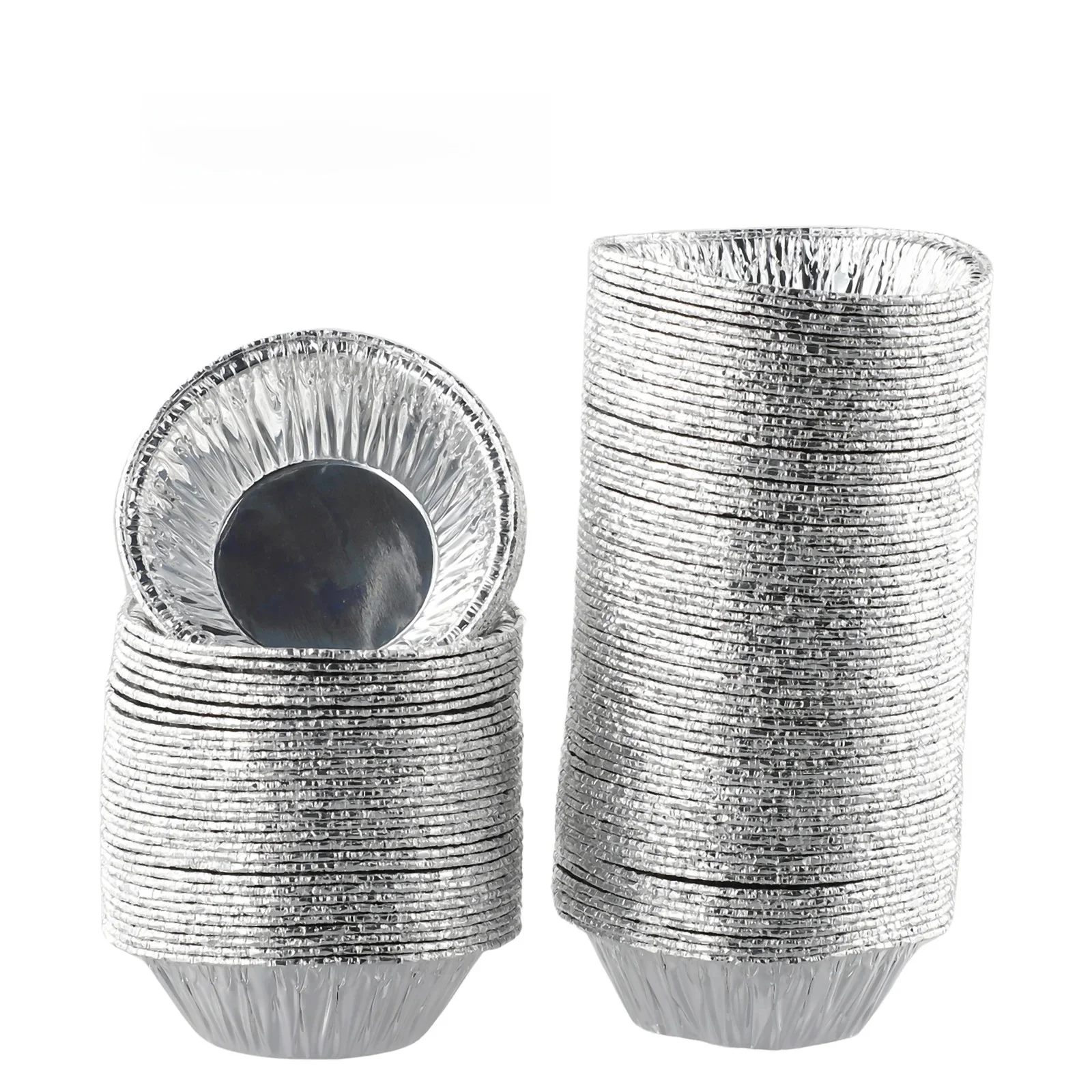 100 pièces aluminium 3in feuille tarte Pan jetable Mini Pot tarte cuisson plaque étain feuille d'aluminium Pudding tasse jetable Barbecue cuisson