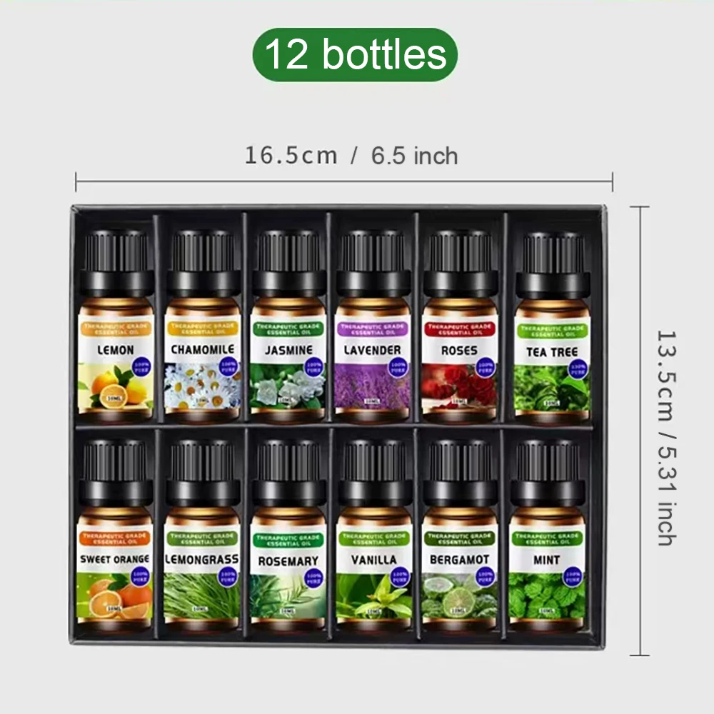 مجموعة مرطب الزيت العطري وتنقية الهواء ، 10 ، اللافندر ، الورد ، النبات ، 12 قطعة