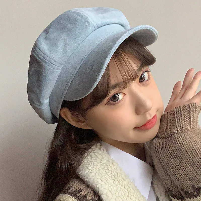 Retro elegant octagonal hat beret female Japanese retro autumn and winter octagonal newsboy hat  шапка женская