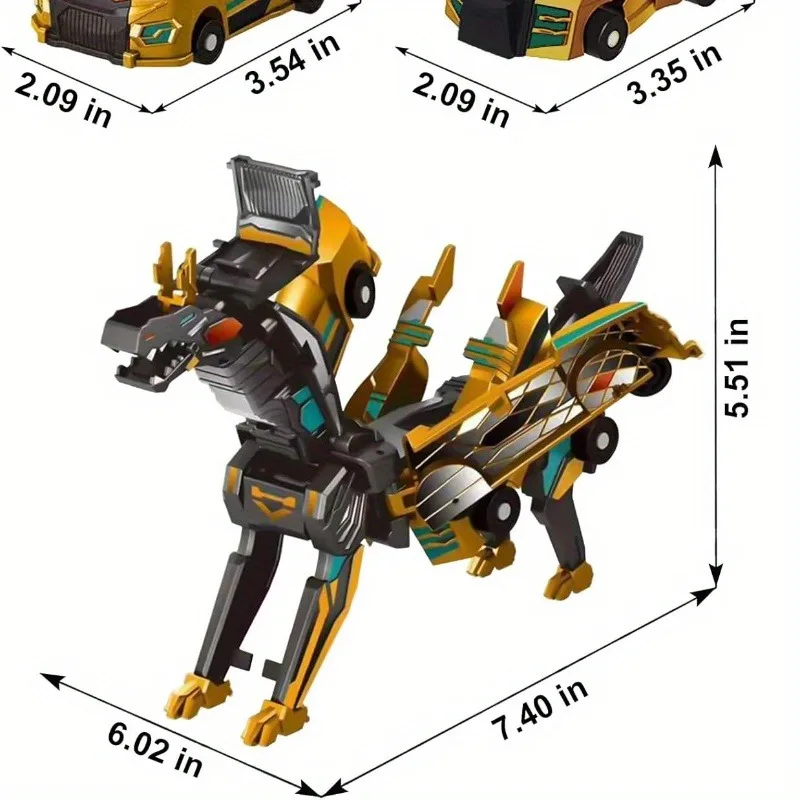 Zabawka samochodowa transformująca się po kolizji z dinozaurem, zabawka samochodowa z funkcją transformacji i kolizji, dla chłopców i dziewczynek | Prezent na przyjęcie dla