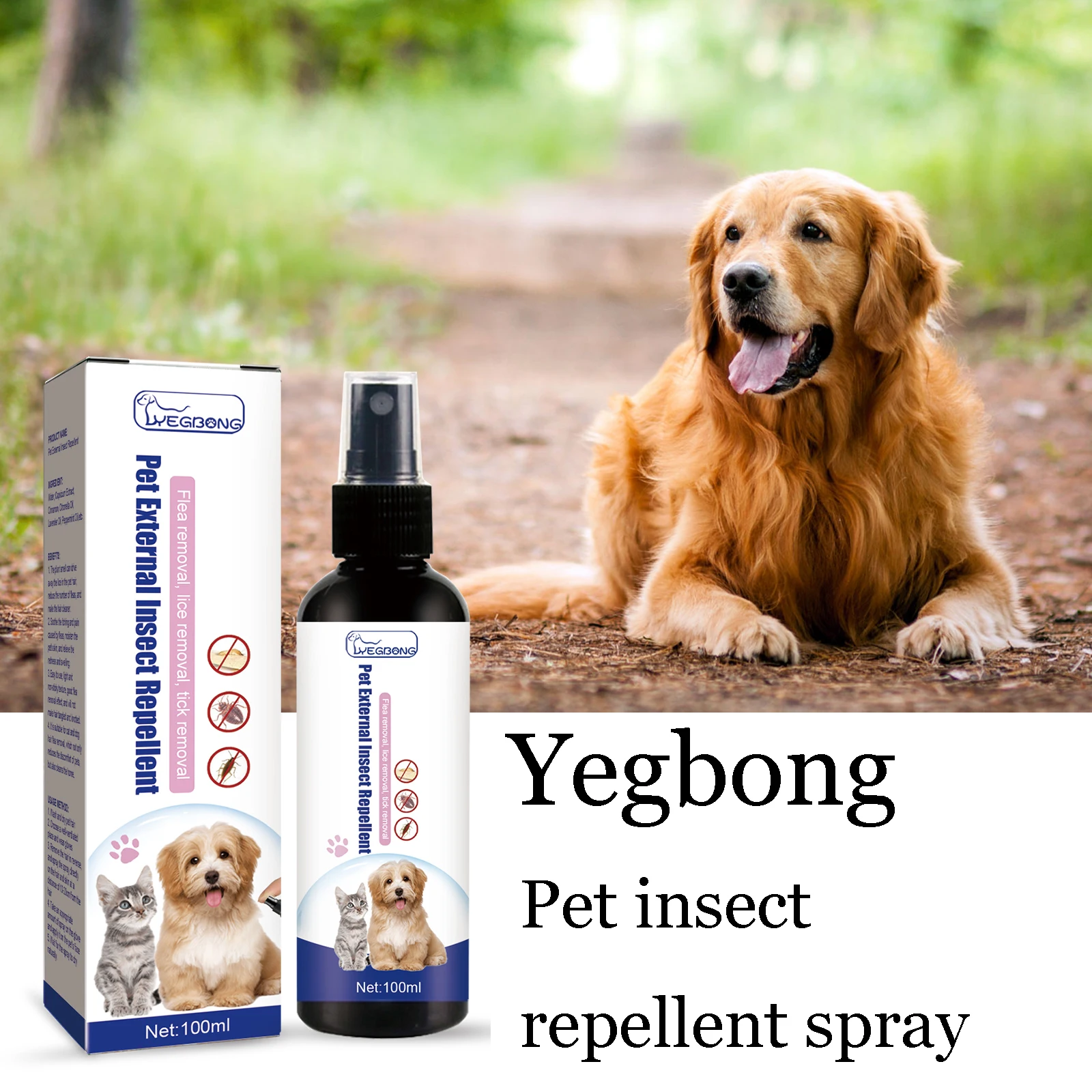 Yegbong Pet Insect Repellent Spray Pet Skin Cleaning Promote Pet Health Relief Discomfort Soothing Itching Pet Skin Care Spray