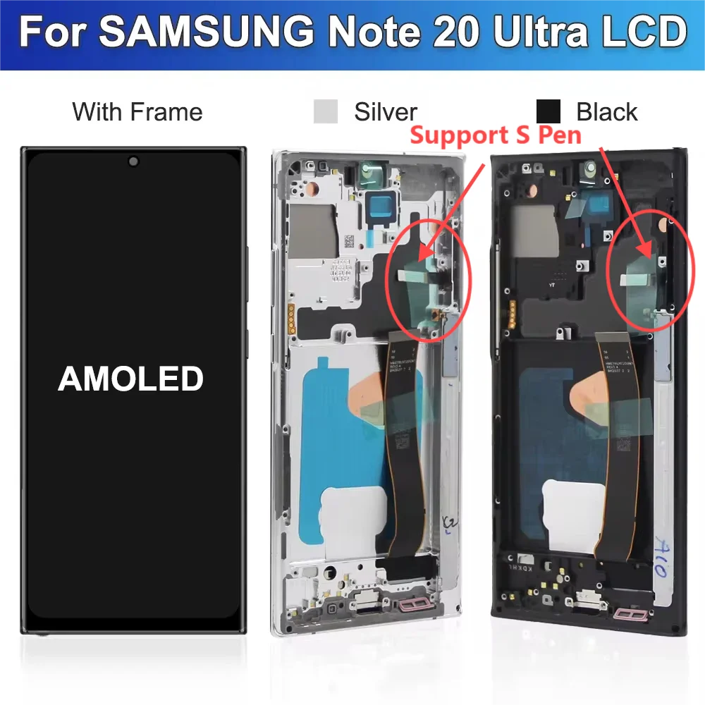 AMOLED Note 20 Ultra Screen for Samsung Galaxy Note20 Ultra 5G N985F Lcd Display Digital Touch Screen Replacement smartphone lcd